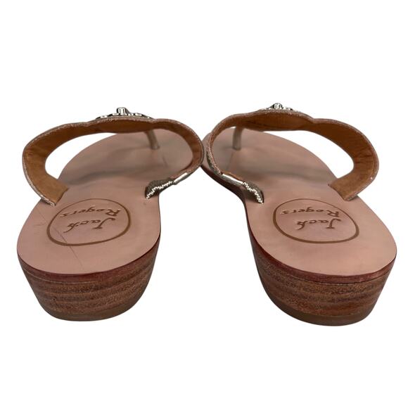 Jack Rogers Sandals Gold Thong Flip Flops Leather 5M - Picture 3 of 12